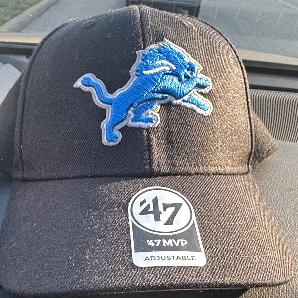 47 Brand Black Cap with NFL Detroit Lions Logo